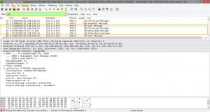 Wireshark showing a successful transfer of PTP messages
